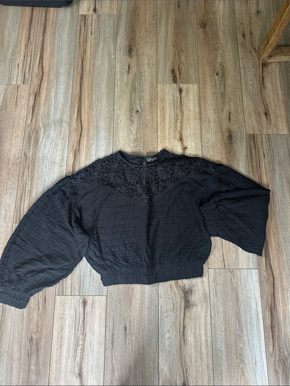 Topshop Black Lace-Front Cropped Top